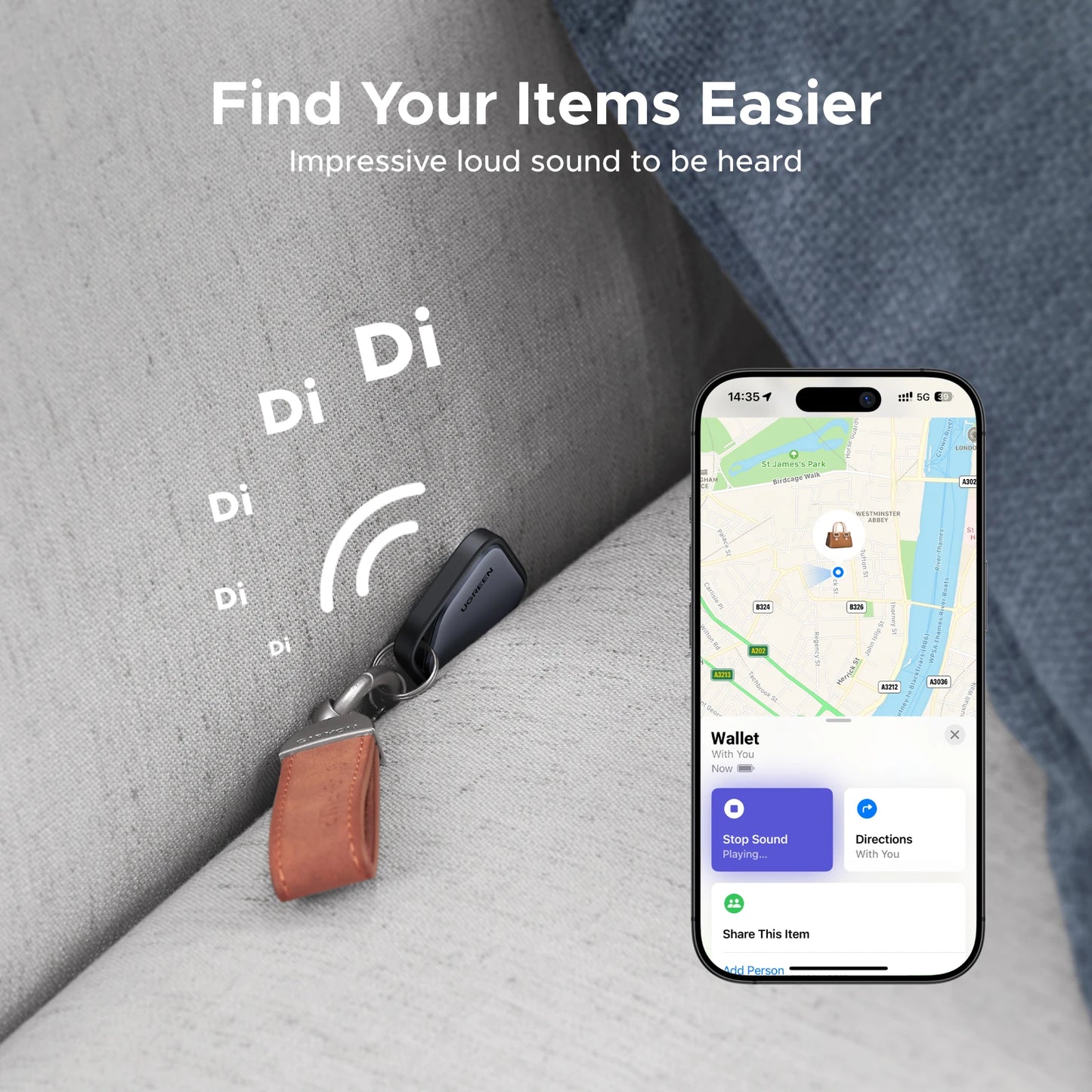 Smart Tag Bluetooth Tracker, Keys Finder Item Locator Smarttag up to 2 Year Battery for Iphone Apple Find My (Only IOS)